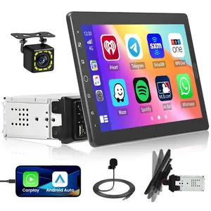 Springtok 10.1" Single Din Car Stereo with Rotatable Detachable Carplay Screen - Wired Connectivity, Android Auto, Mirror Link, 1080P Display, EQ Audio, SWC, Bluetooth, Backup Camera, MIC, Hands-Free Calls, Car Accessories, Father's Day Gift, Carplay Scre