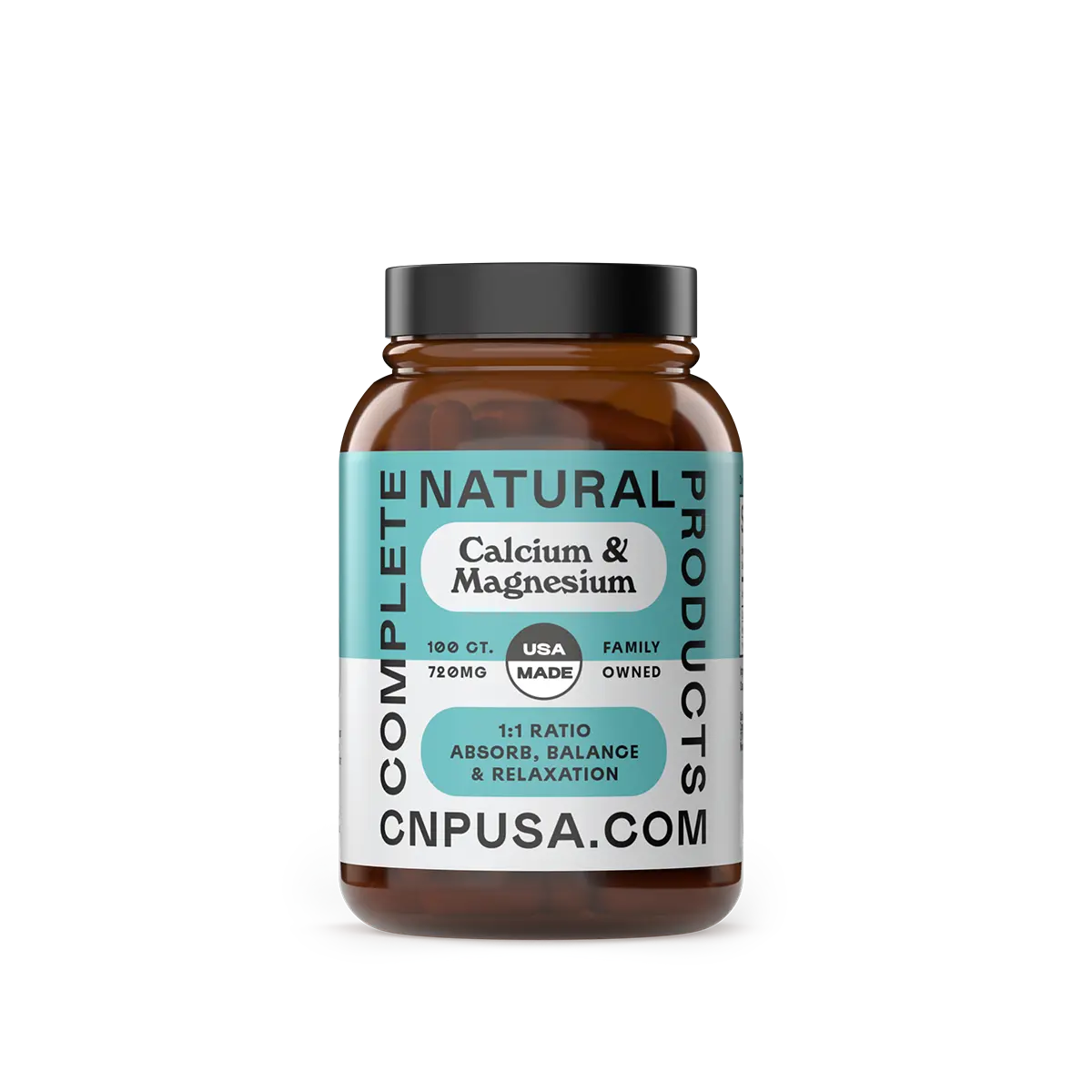 Complete Natural Products Calcium & Magnesium Capsules 1:1 Ratio for Strong Bones & Healthy Muscle Function 720mg Daily Dose