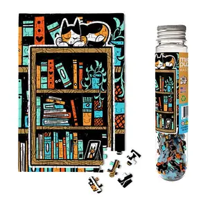 Paws and Pages Bookshelf Micro Mini Jigsaw Puzzle Book Library in Tube