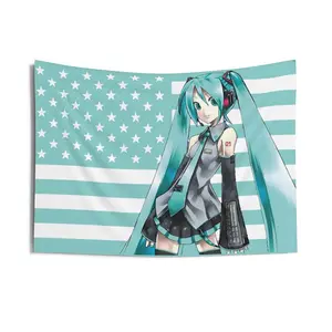 Anime Hatsune Miku 3x5Ft Flags Tapestry for Wall Hanging College Dorm Room Decor with 4 Brass Grommets Banner flag tapestry