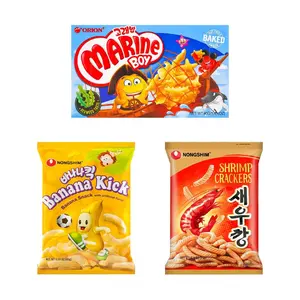 NONGSHIM Korean Shrimp Chips 75g + Natural Banana Chips 45g + ORION Seaweed Snack 40g - Jennie's Favorite Snack Set