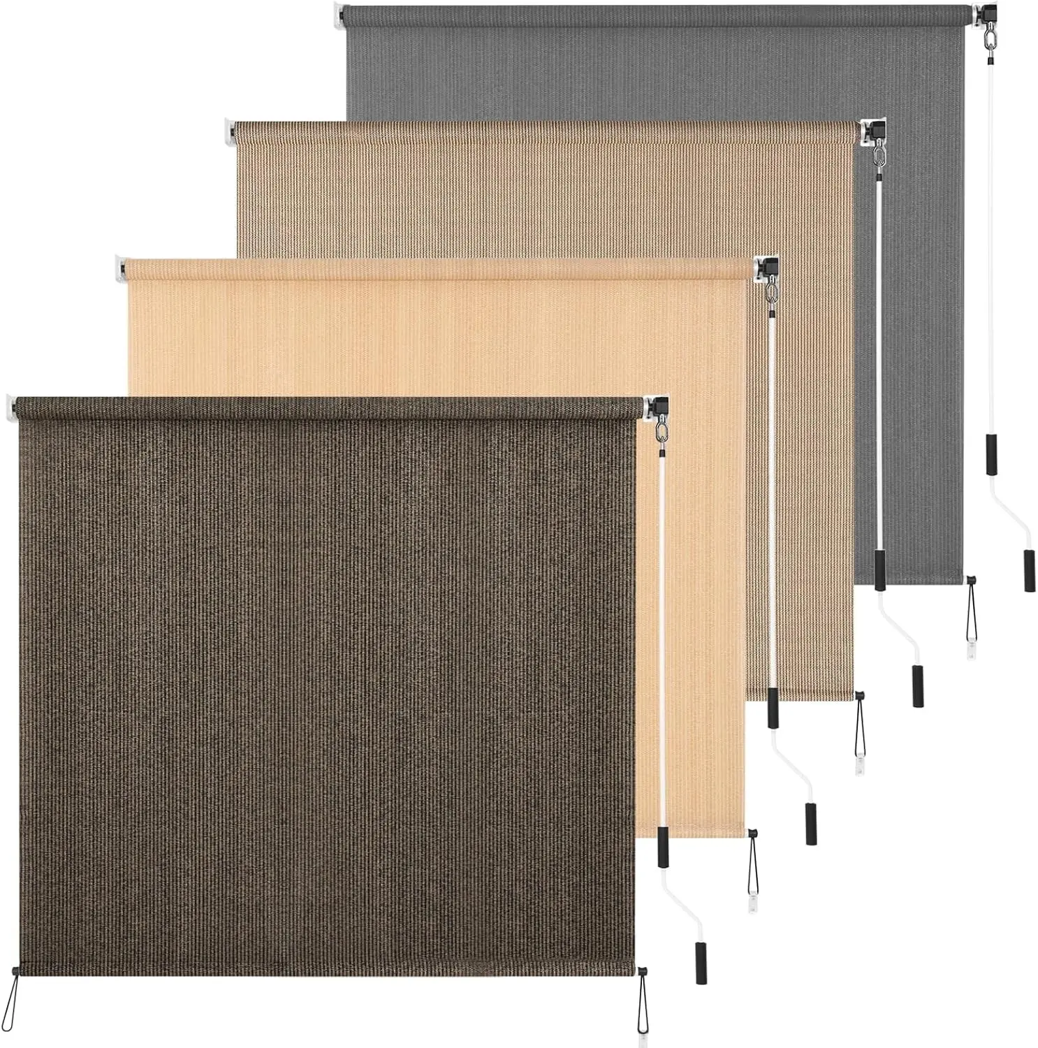 Outdoor Roller Shade 4' W x 6' L Cordless Patio Shades Roll Up Outdoors Blinds with UV Protection, Exterior Roller Shades Cloth for Porch Pergola, Mocha