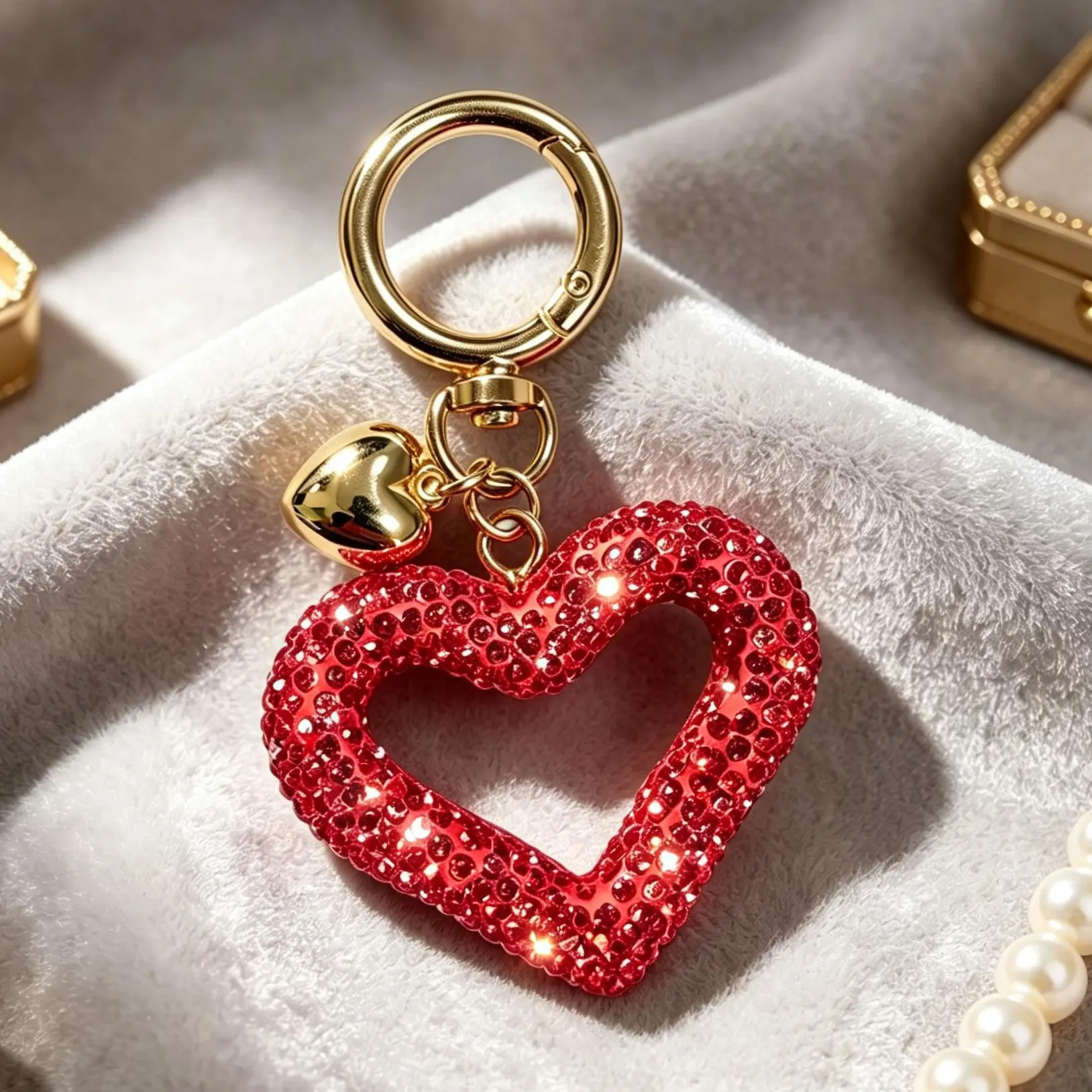 Handmade heart-shaped keychain, minimalist style, perfect for women and children. It is an ideal accessory for bags, car keys and phone straps.