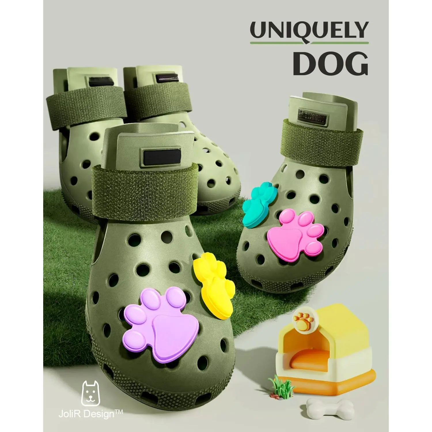 Dog Shoes for Hot Pavement - Dog Shoe for Small & Medium & Large Dogs, Dog Boots Paw Protectors, Easy ON & Off, Non-Slip, Waterproof, Easy-Clean Dog Booties for Beach and Snow (Olives, S)