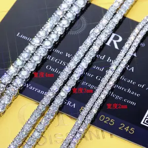 Moissanite Tennis Chain Necklace 925 Silver Iced Out VVS Pass Diamond Tester 2/3/4/5mm Tennis Chain Fine Jewelry