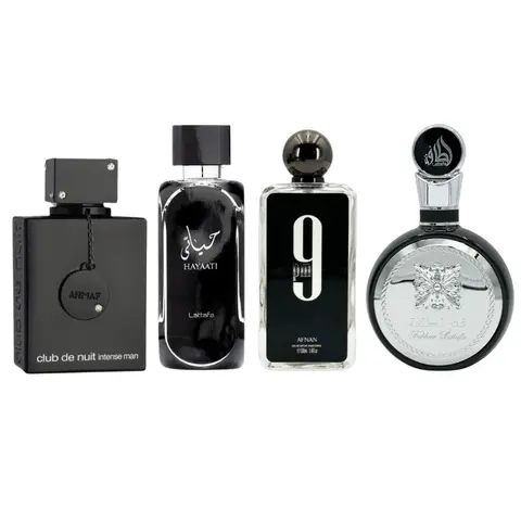 Men's Fragrance Pack - Armaf CDN Intense EDT 3.6fl.oz, Afnan 9 Pm EDP 3.4fl.oz, Lattafa Fakhar & Hayaati EDP 3.4fl.oz Each with Captivating, Elegant, Woody Spicy Fragrances & Lemon Eau de Parfum Notes, Edp Fragrance, Captivating Fragrance