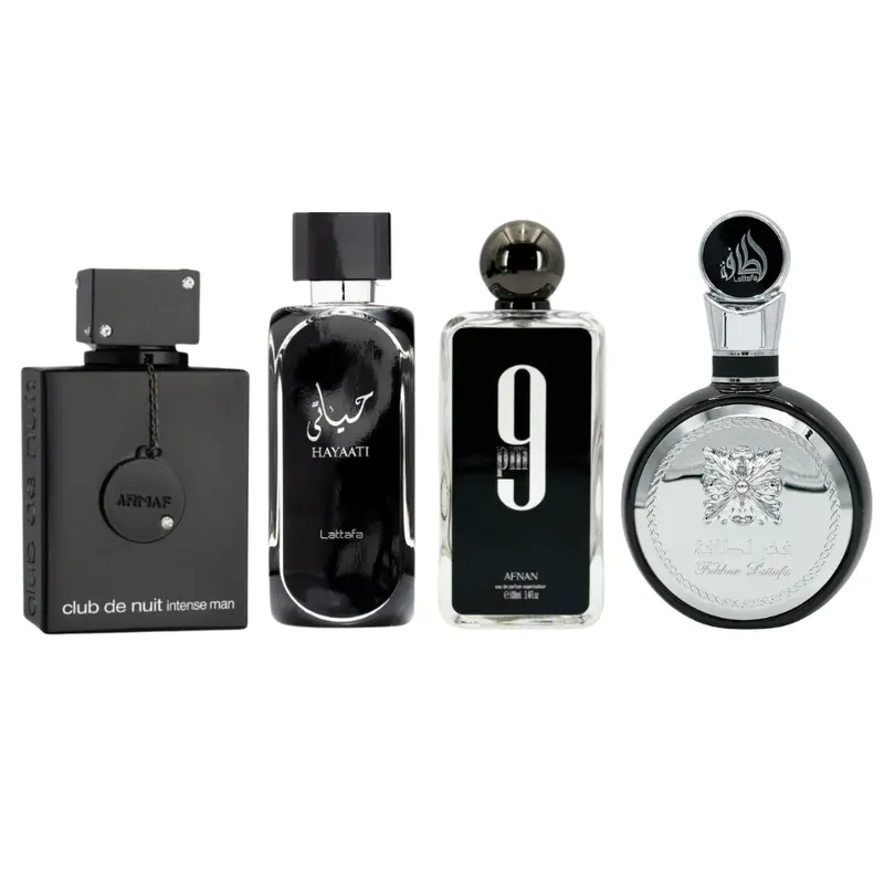 Men's Fragrance Pack - Armaf CDN Intense EDT 3.6fl.oz, Afnan 9 Pm EDP 3.4fl.oz, Lattafa Fakhar & Hayaati EDP 3.4fl.oz Each with Captivating, Elegant, Woody Spicy Fragrances & Lemon Eau de Parfum Notes, Edp Fragrance, Captivating Fragrance