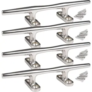 Boat Cleats 4 inch/5 inch/6 inch/8 inch Marine Dock Cleats Stainless Steel Boat Rope Cleat with Fasteners for Marine, Deck, Nautical Décor