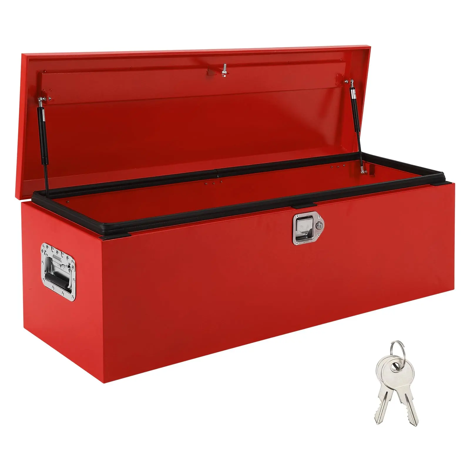 Garvee Heavy Duty Steel Truck Bed Tool Box (48x15x15 in) - Tight-Sealed Lid, Safety Hinge, Gas Strut, Textured Orange Peel Finish, Tread Pattern, Waterproof Secure Organizer for Pickup, RV