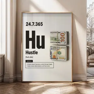 Hustle Definition Wall Art Print, Money Motivation Poster, Entrepreneur Office Decor, Hustle Quote Art - SH37