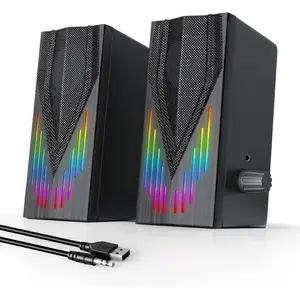 Computer Speakers with 6 Colorful RGB Lights,USB Powered 3.5mm Aux with Loud Stereo Sound,Headphone-in for Desktop,PC/Laptop/Tablet Phone