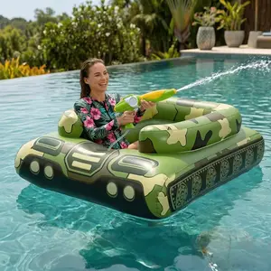 Inflatable Ride-On Pool Float with Water Spray, Camouflage Design for Adults, Summer Water Battle Toy – Party Essential for Pool & Beach Gatherings