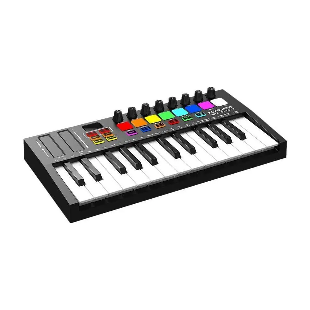 Gaomon Compact 25-Key USB Digital MIDI Keyboard Controller - Small Music Prod. Tool with 8 Pads, 8 Knobs, OLED Screen, DAW Integration, Bluetooth MIDI, Semitone Transposition, Velocity Switch Function
