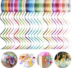 48 Rolls Curling Balloon String Roll Ribbons, 48 Colors 5mm 11 Yards Gift Wrapping Ribbons for Art Crafts Bows Wedding Party Florist