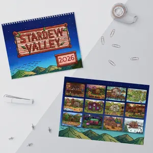 2 Designs Stardew Valley 2026 Wall Calendar KMH Gift For Fan , Cute Cottagecore Farming Game Aesthetic Monthly Planner with Pixel Art Seasons