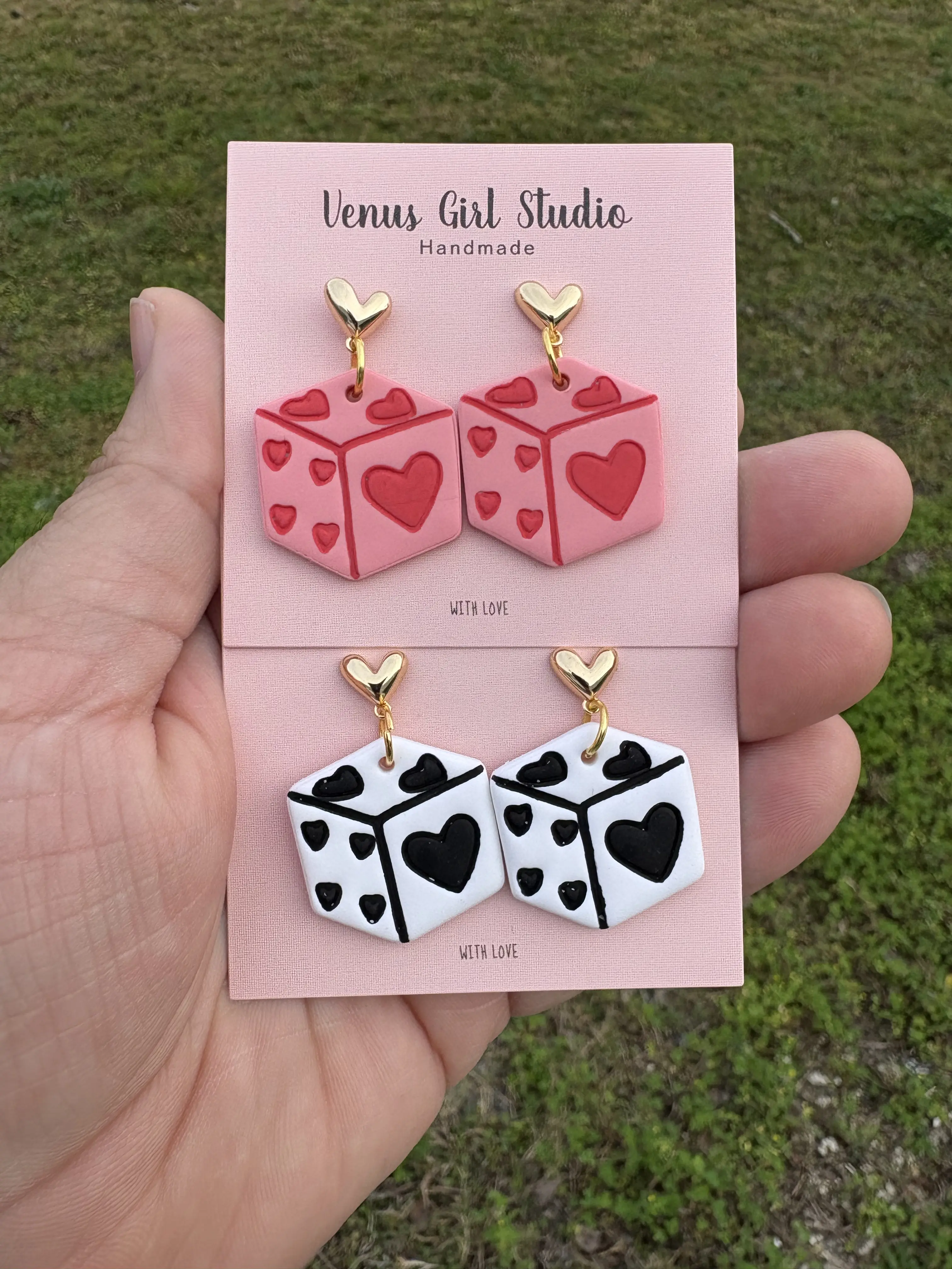 Dice Heart Dangle Earrings Dice Heart Dangle Earrings
