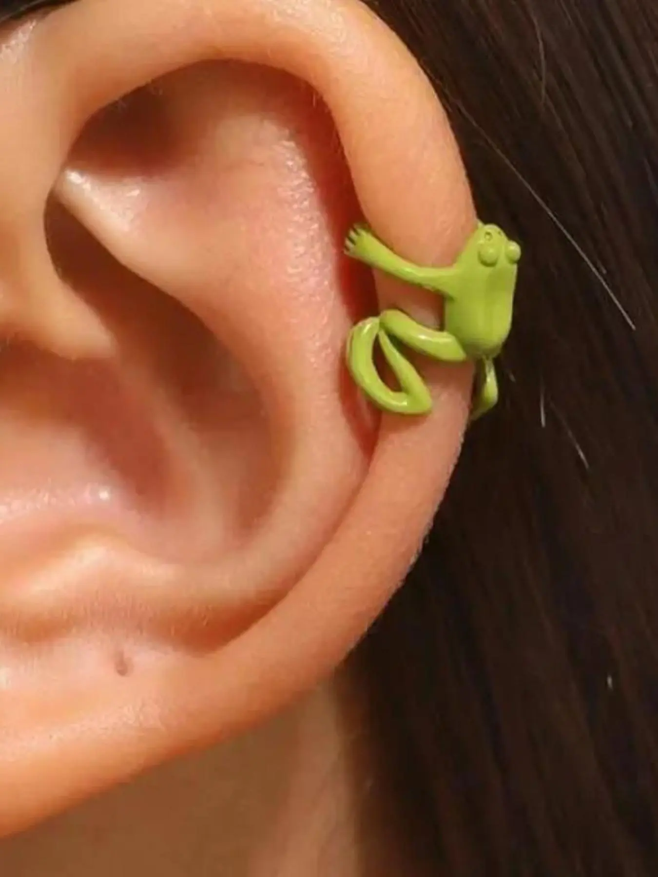 Cute Cartoon Frog Design Ear Cuff, Fashionable Earrings, Fashionable Jewelry for Women & Men, Trendy All-match & Exquisite Jewelry for Birthday Gift