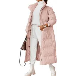 FMEYOA Women's Quilted Lightweight Puffer Jacket Thickened Long Spring Winter Coats Zip Up Baggy Down Outerwear EL3217