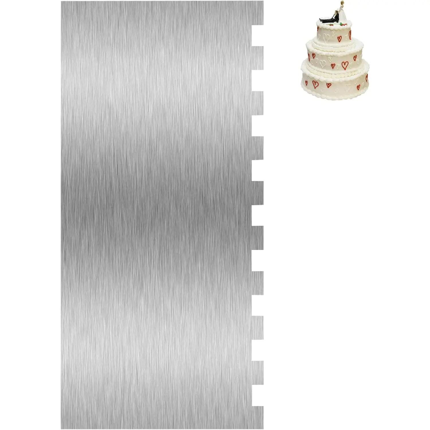 Cake Scraper Smoother Cake Decorating Supplies Kit 8.6 Inch Metal Bench Scraper for Baking Buttercream Smoother Stainless Steel Frosting Cake Comb Edge Side Jagged Comb for Cream Cake-5