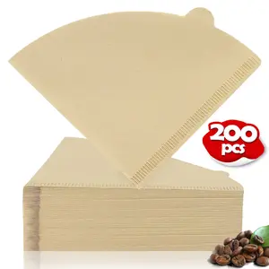 200pcs Cone Coffee Filters, For 1-4 Cup Disposable Coffee Filters Paper, Disposable Unbleached Natural Cone Filter Papers Size 01 and Size 02 Pour Over Coffee Filter Compatible with Pour Over and Drip Coffee Maker, Consistent Brew
