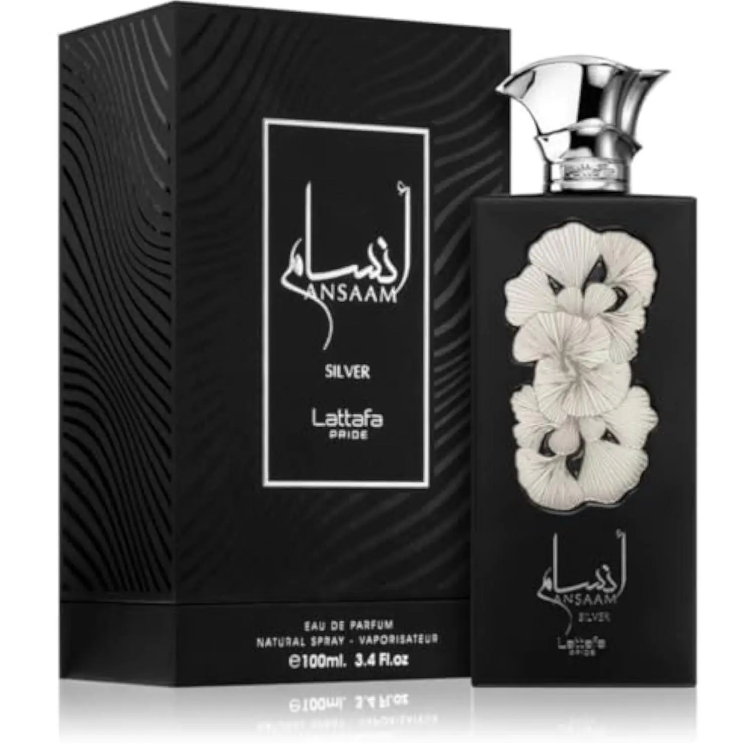 Lattafa Ansaam Silver Eau De Parfum Spray for Unisex 3.4 Ounce Non Toxic Single Item