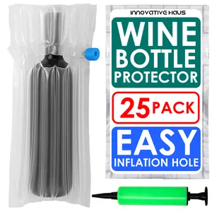 Innovative Haus Pack of 9 Wine Bottle Protector Bag with Free Pump. Inflatable Air Columns Cushioning Safe Transportation of Glass Bottles While Traveling on Airplane. Premium Packaging Materials