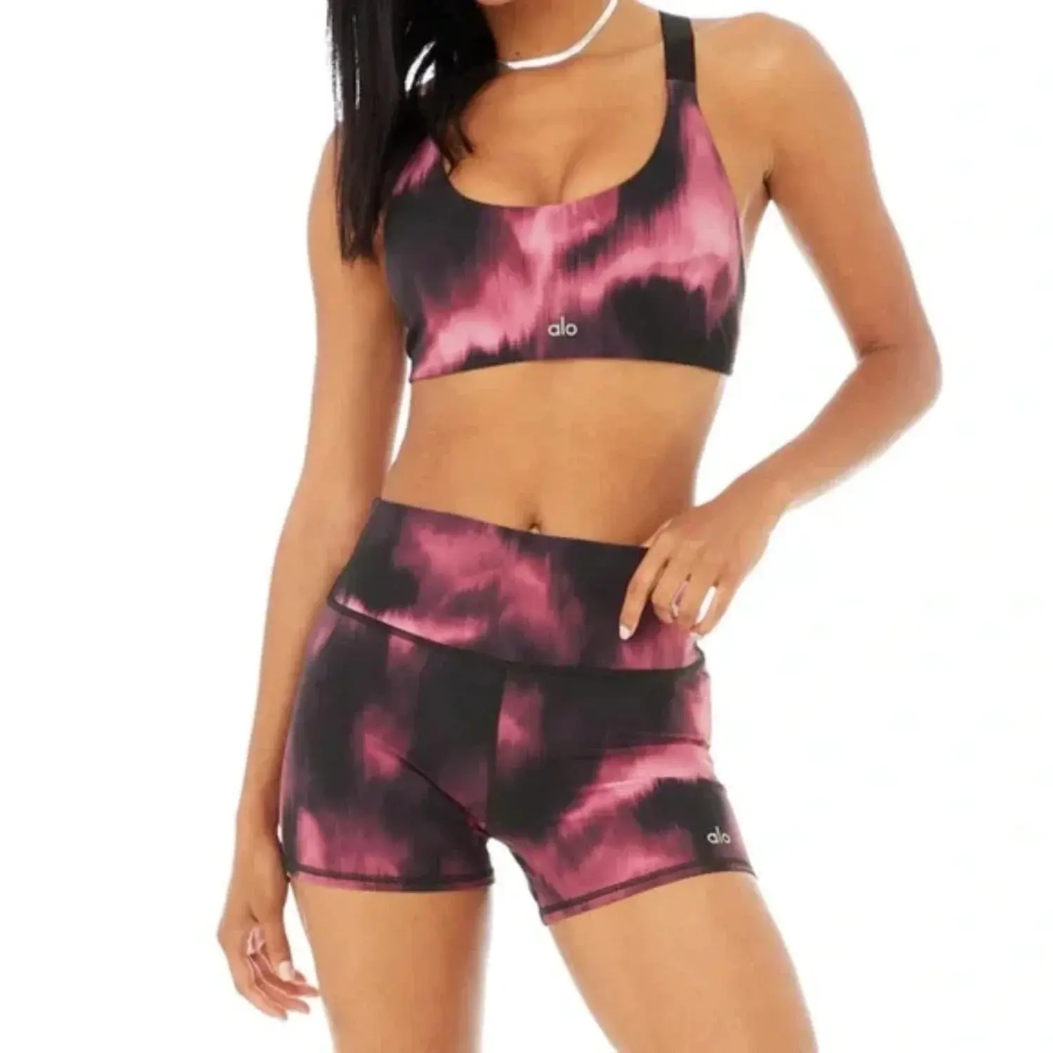 Alo Yoga Vapor Biker S High Waist Active Shorts in Raspberry Sorbet/Aurora | Women's
