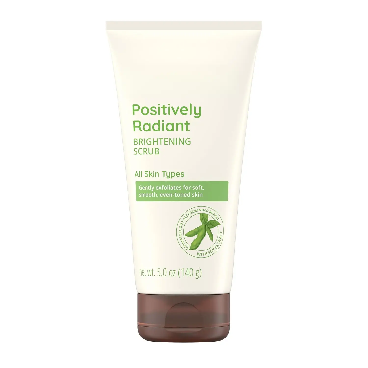 Brightening Daily Facial Cleanser & Gentle Physical Scrub with Soy Extract for Sensitive Skin, Sulfate-Free & Hydrating for Smoother Texture, 5 oz, Exfoliate, Radiance, Oil-Free, Healthy Face Scrubs & Peels, 5Oz, Unscented, Massage Rinse, Everyday Use, Gr