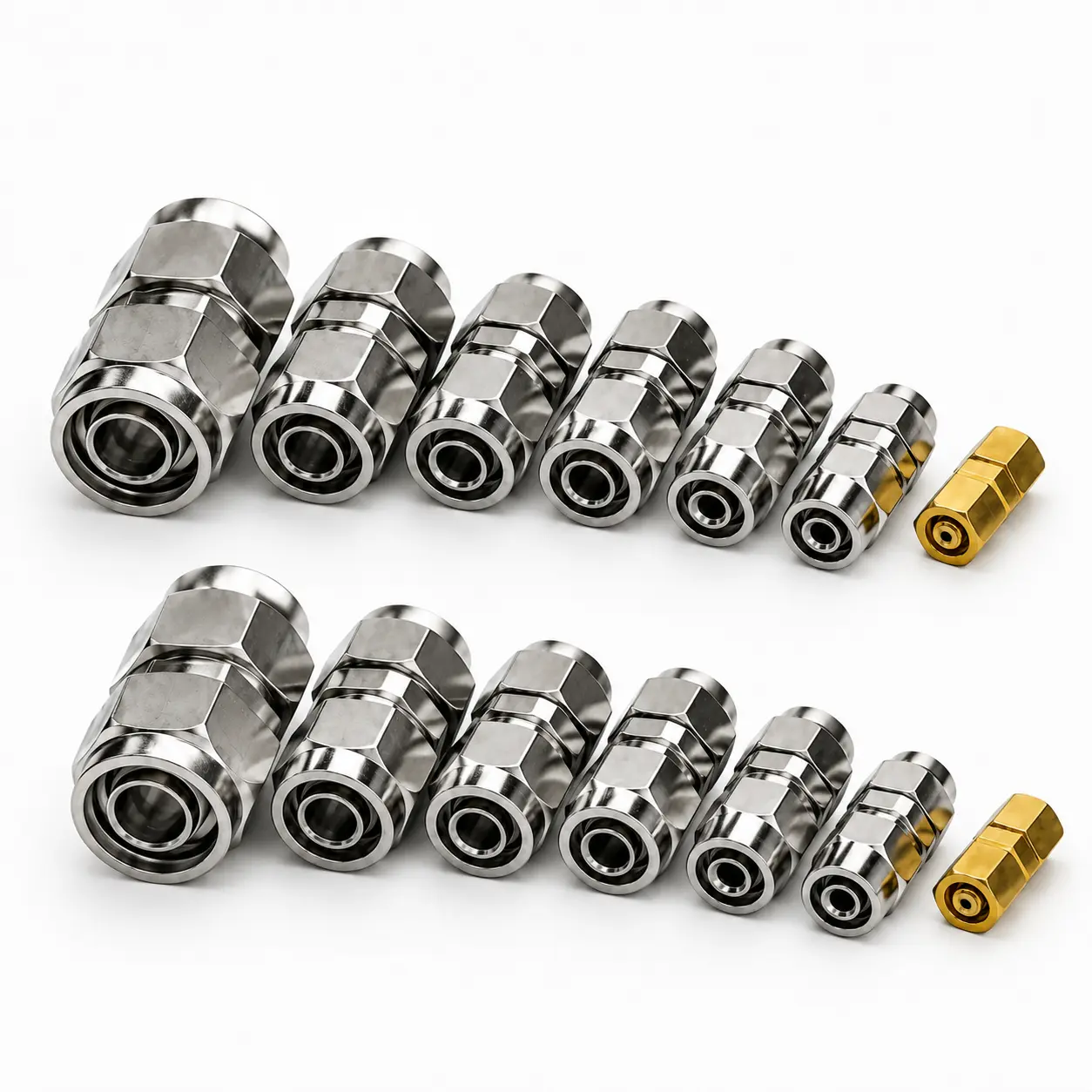 Metal-Built Durable Heavy Duty Air Line Fittings (2 Sets, 16pcs) - Metric Push-Fit Pneumatic Quick Connect Hose Tubes Attachments, 4-16mm Millimeters Multi-Size Tubing Joints, Firm Grip Airline Fixes Kit for Trucks, Workshop