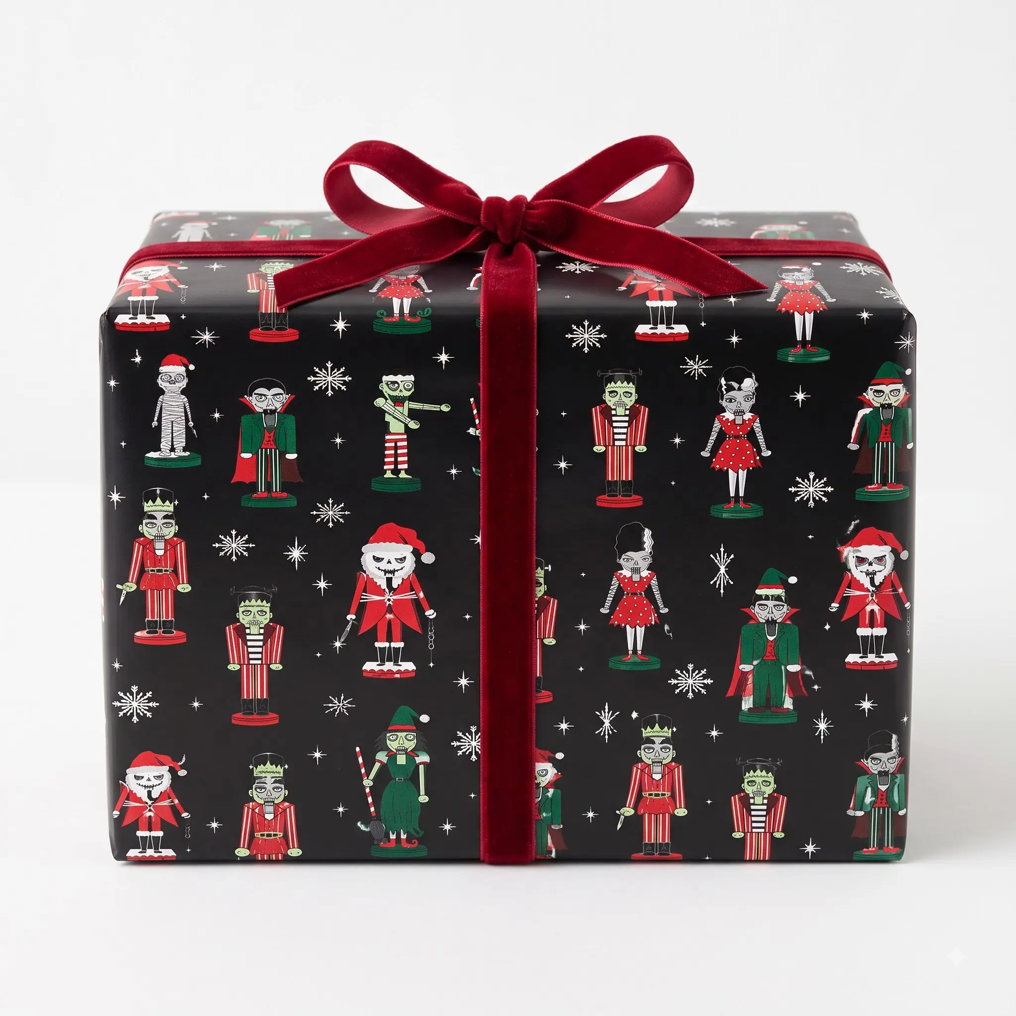 Gothic Nutcracker Wrapping Paper Roll, Monster, Zombie, Vampire, Creepmas Dark Christmas Gift Wrap