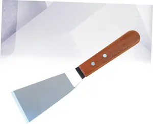 Easy Handling Stainless Steel Cooking Spatula Griddle Utensil for Steak Frying Hibachi Household Kitchen Wood Handle Food Frying Tool