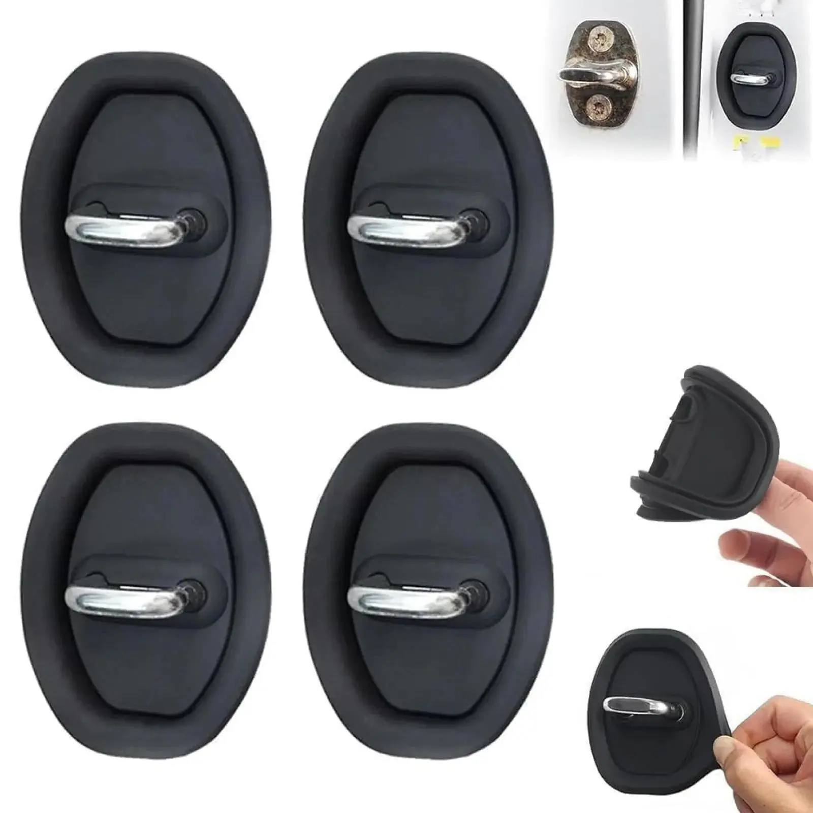 8-piece set of silicone car door lock protectors, shock-absorbing car door lock covers, suitable for vehicle locks, easy to install, soft protection, universal car accessories, car side stickers