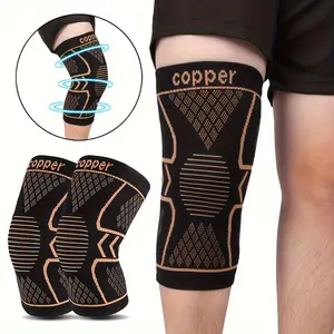 2-Pack Basketball Sports Copper Ion Knee Pads - Elastic Breathable Compression Fit, Anti-Slip Strips and Copper Fiber Technology for Joint Stabilization and Relaxation, Medium Elastic Fabric Sports Knee Pads