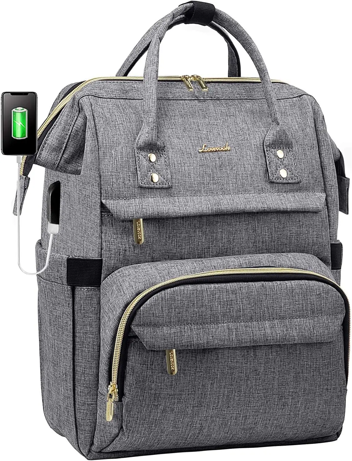 Laptop Backpack Women, 15.6 Inch Work Backpack Woman for Teacher Nurse Bags, Computer College Backpack Purse, Waterproof Anti-Theft Travel Back Pack with USB Charging Port, Grey LOVEVOOK