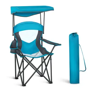 ALPHA CAMP Heavy Duty Canopy Lounge Chair Sunshade Hiking Travel Chair with Cup Holder Camping Equipment