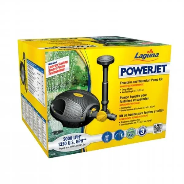 Hagen PT8208 Laguna PowerJet 1350 Fountain & Waterfall Pump Kit, 3-tier, 75 w, 11 ft. 5 in. head height, 120 v, 230-240 v