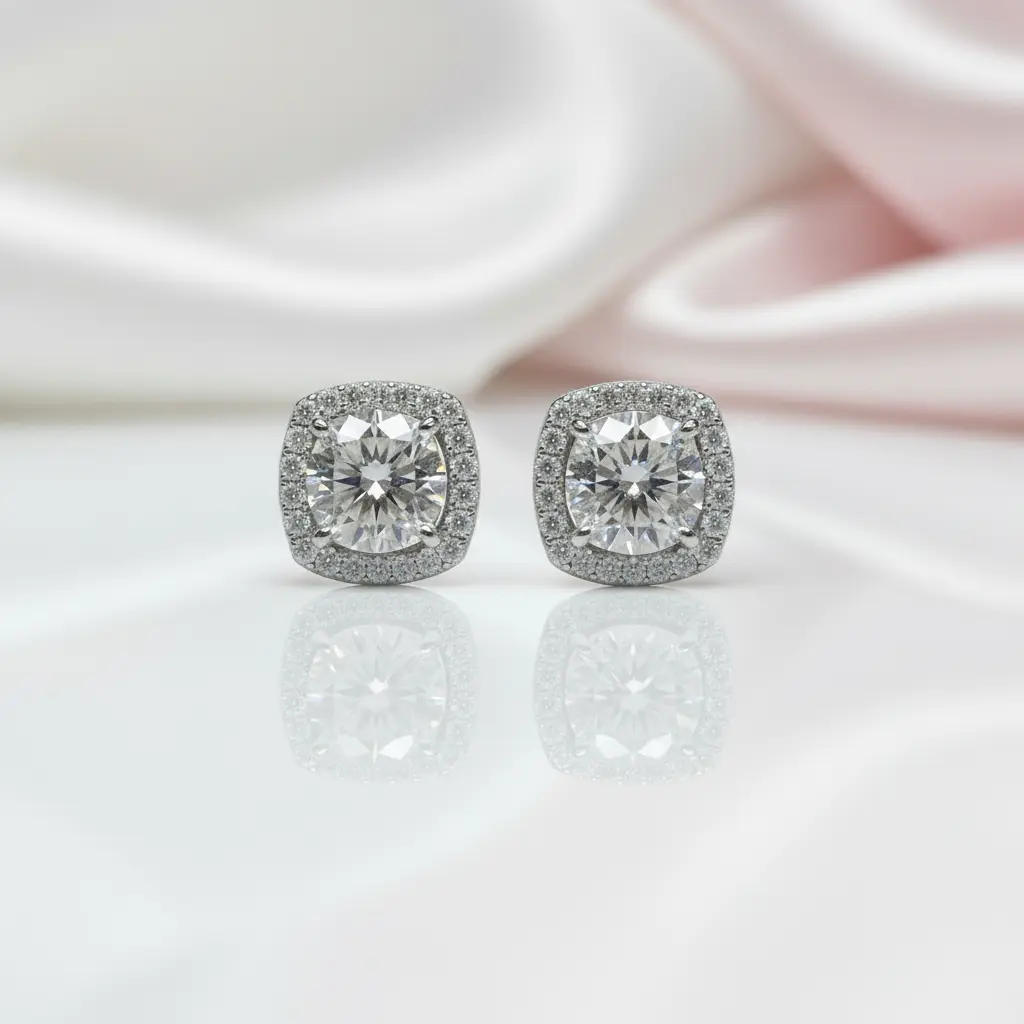 1.0 Ct D Color Diamond Option Stud Earrings
