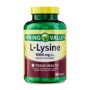 Spring Valley L-Lysine Tablets 1000mg - 100 Count, Supports Immune Function & Skin Health, 100 Easy-to-Swallow Tablets, Healthcare Supplement Fitness
