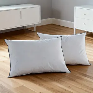 2pcs Luxury Hotel Classic Down Pillows - Egyptian Cotton Shell, 550+ Filling Power Down Filling, Soft Breathable Low-Allergenic Cover, Neck Support, Slow Rebound, All-Season Bedding with Blue Decoration, Father's Day Gift Idea, Pillow