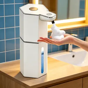 Automatic Soap Dispenser, 12oz Touchless Foaming Soap Dispenser, USB Rechargeable, 4 Adjustable Levels, Waterproof, Kitchen Gadgets, Home Essentials Hand Wall, Bathroom soap dispenser Restroom Available in black and white tiktokshopspringglowup