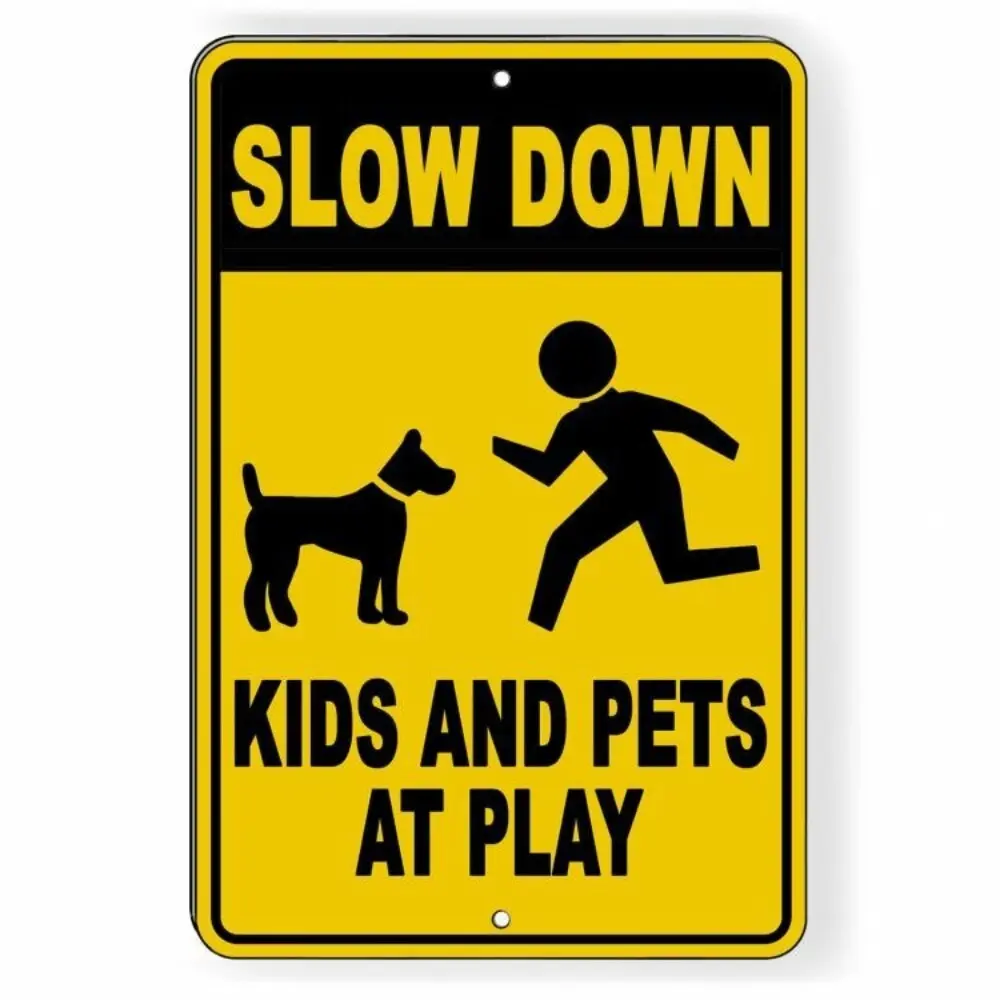 Aluminum Slow Down Sign Warning Children Present Drive Carefully Kids At Play Safety Sign Yard Sign Metal Sign