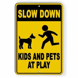 Aluminum Slow Down Sign Warning Children Present Drive Carefully Kids At Play Safety Sign Yard Sign