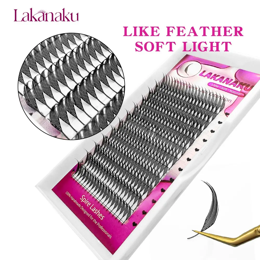 LAKANAKU Spire Lashes Anime style pre-made spike lashes Manga Eyelashes fibers Lightweight False Eyelashes Natural Eyelashes Spiky Lash Clusters