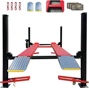 KT-4H950 110V 3.0HP Four Post Lift Car Truck Parking Hoist Aluminum Plate with Casters and Rollingjack 9500Lbs Lifting Capacity，Max Lifting Height 84.5 Inch Extra Wide 113 Inch