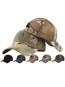 Skull Mesh Baseball Cap Men Tactical Operator Caps Fitted Outdoor Breath Hats Camo Trucker Cap
