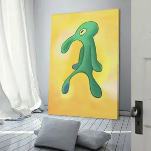 Eye - Catching Bold and Brash Squidward Painting Wall Art - A Hilarious Collection of Cool Meme Posters. Ideal for Guys' Office, Bedroom, or Home Decor. A Must - Have for Adding a Touch of Whimsy - Unframed