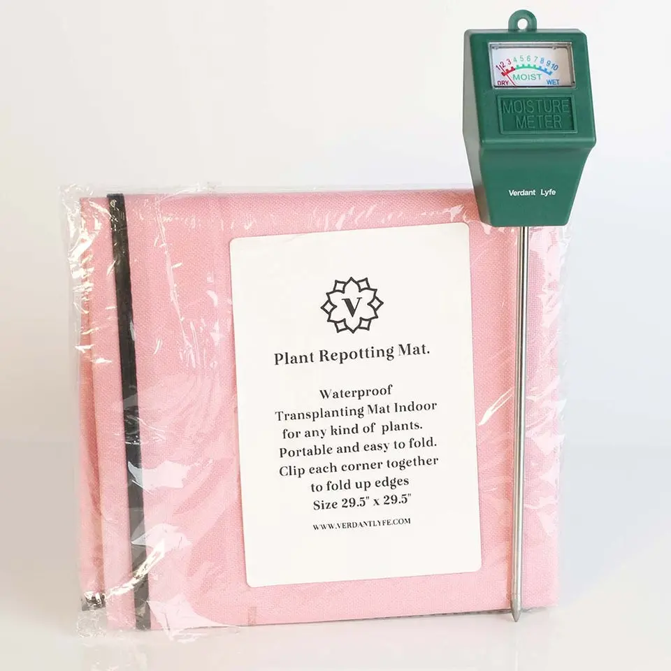Verdant Lyfe Lyfe TLC Bundle - Pink Repotting Mat & Soil Moisture Meter for Easy Indoor Plant Transplanting & Watering