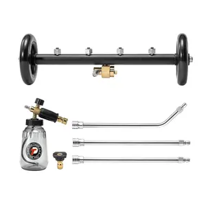 Tool Daily Undercarriage Pressure Washer Attachment 16 Inch, Dual-Function Undercarriage Cleaner with 1-Liter Foam Cannon, Under Car Wash Water Broom with 3 Pieces Extension Wand, 3600 PSI