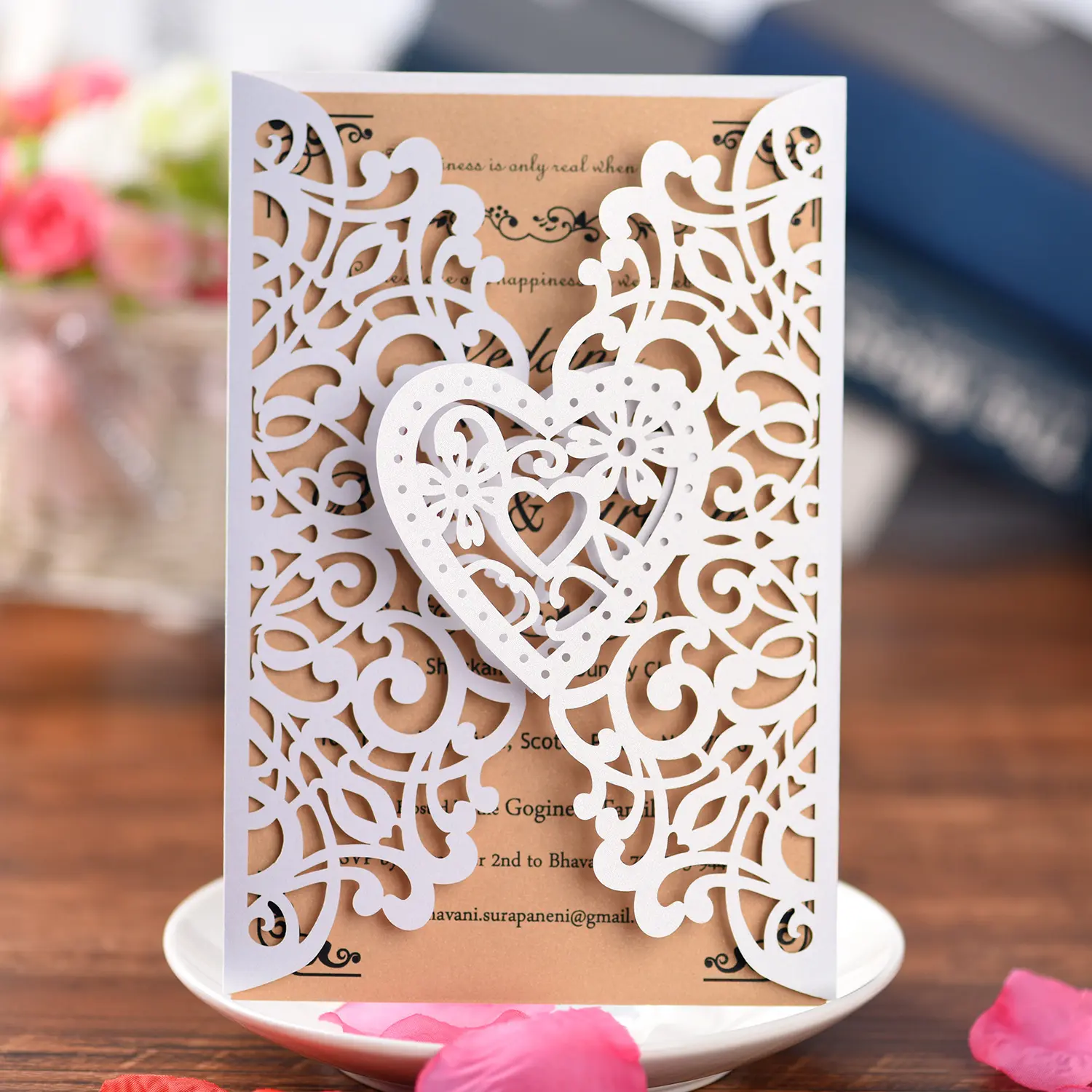 20-Piece Laser Cut Black Fence Fold Invitation Pocket Kit, Personalized Wedding Card with RSVP Card for Engagement, Sweet 16, Christmas Party, Anniversary, Baby Shower & Custom Birthday Party Supplies