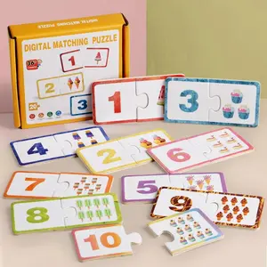 Number & Shape Matching Puzzle Card Game, Colorful Number & Shape Recognition Puzzle Game Cards, Early Education Toy for Boys & Girls, Math Learning Tools